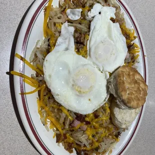 Meat lover's skillet. Very tasty. Huge portion: easily enough for two meals.