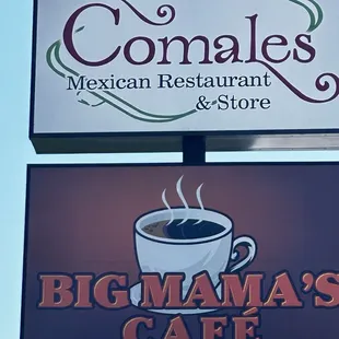 Big Mama's Cafe sign along I-70 SE Road in Columbia, MO.
