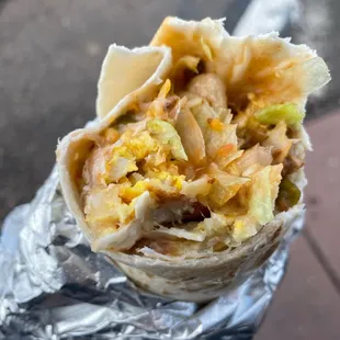 Breakfast burrito with chorizo