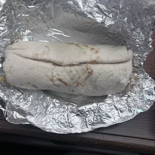 Bacon burrito half and half chili