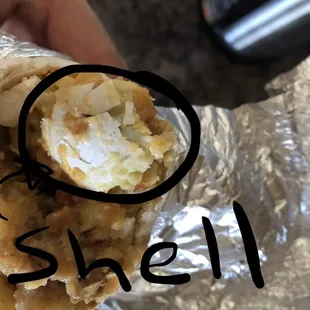 the inside of the burrito