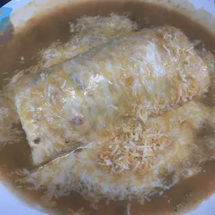 Sausage breakfast burrito smothered