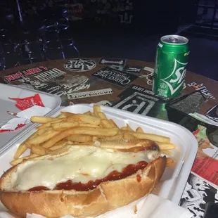 $9 (#3) meatball parm sub, fries and a can special.