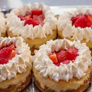 Mini 4" homemade strawberry cheesecakes
