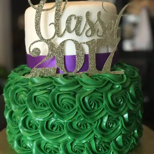 Mardi Gras color Graduation cake