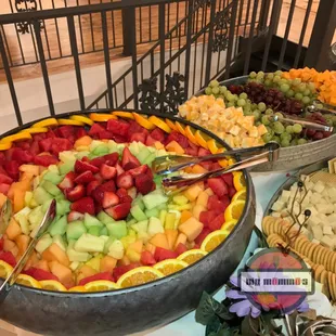 Fruit bowl for cocktail hour set up. We provide a variety of trays for food displays.