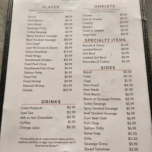 Breakfast menu, Made with love and care.