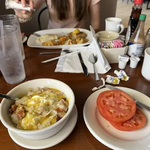 Grit bowl and Salmon breakfast plate