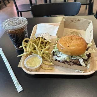 The Big Max Burger, Max Sauce, fries &amp; a Diet Coke!