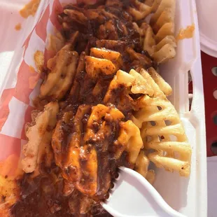 Waffle Fries with chili/cheese