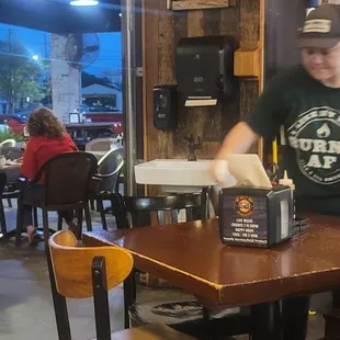 No wet naps but feel free to use hand washing station