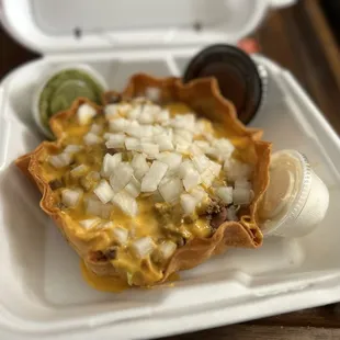 Taco Salad with nacho cheese