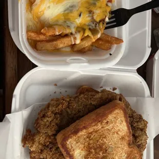 CFS sandwich and green chile cheese fries