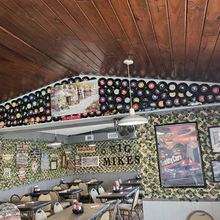 a wall of vinyl records