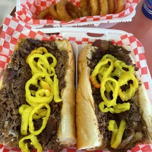 Big Supreme Cheesesteak and Onion Rings