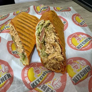 Dragon chicken sandwich on tomatoe Basil wrap