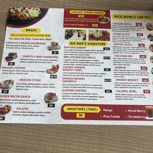 sushi and sashimi, menu