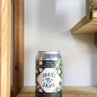 a can of seeds and skins