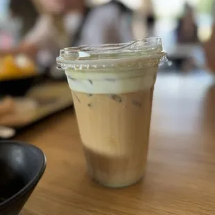 Iced pandan latte with regular sweetness and whole milk. It&apos;s just how I like it and oh so good!