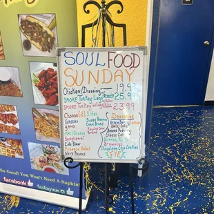 Sunday menu that changes weekly