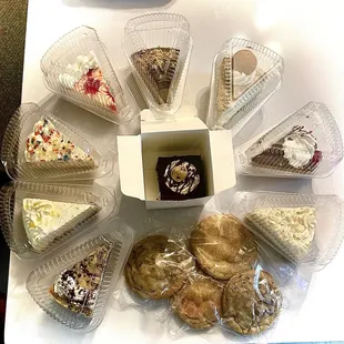 a variety of cheesecakes