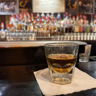a glass of whiskey