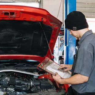 Vehicle inspections at Big O Tires of Tucson.