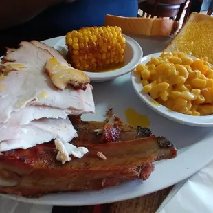 3 meat... Turkey, rib, chicken, fried corn, mac and cheese