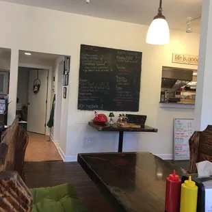 the dining room and kitchen