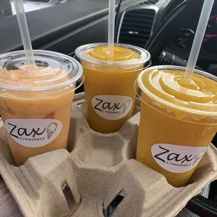 a carton of iced orange juices