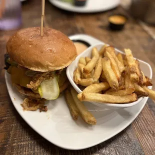 Hickory burger with fries