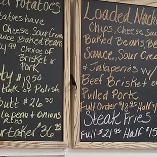 menus on the wall