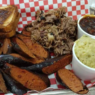 Three Meat Platter! My husband said everything was tender and delicious!