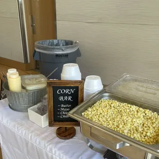 Inside venue setup. Esquite Corn in a cup