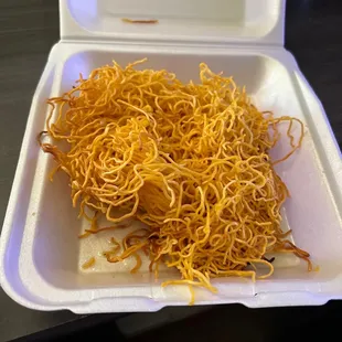 Super oily, dry burnt noodles