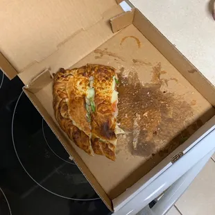 The remainder of my Stromboli from Big Papa&apos;s in Schertz TX.