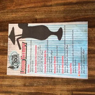 the menu for the restaurant