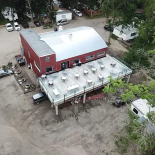 an aerial view of the lodge