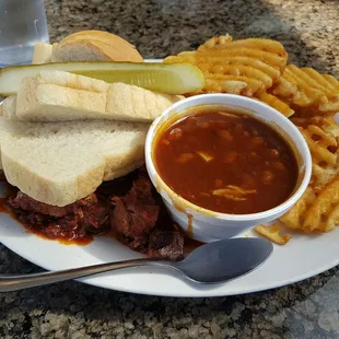 Burnt end dinner platter. $11