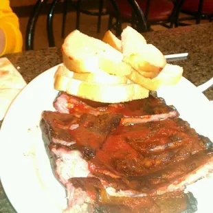 Slab o ribs w/ a heavenly hot BBQ sauce