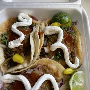 Asada tacos I added sour cream