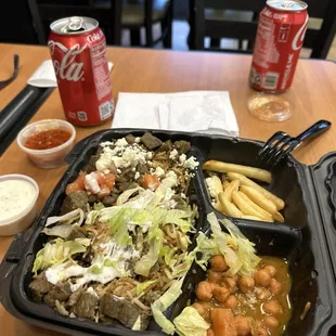 a tray of food on a table