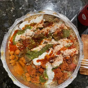 Chicken+gyro+chickpeas over rice.