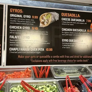 a menu for a fast food restaurant