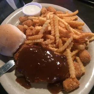 Chicken fried chicken with brown gravy