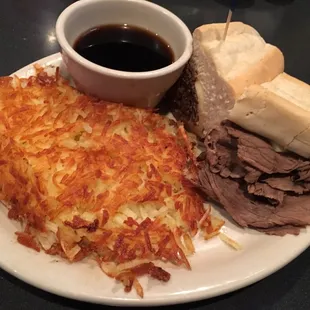 French Dip &amp; Swiss Cheese with Hash Browns