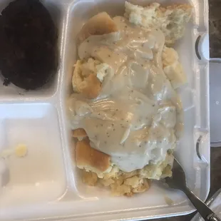 Small biscuits and gravy and sausage on the side!