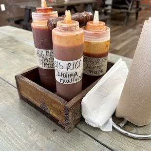 Sauces on each table