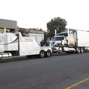 Towing a truck and loaded trailer to Cummins Pacific
