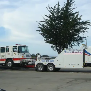 Towing a fire engine from Paso Robles to Bakersfield shop for repairs
